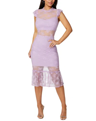 Bebe Illusion Lace Midi Dress In Purple
