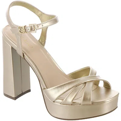 Bebe Inessa Womens Faux Leather Metallic Slingback Sandals In Gold
