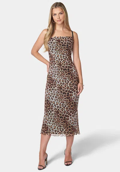 Bebe Isabella Maxi Cowl Neck Dress In Cheetah