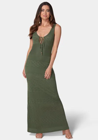 Bebe Juliette Crochet Tank Maxi Dress In Olive