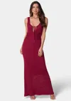 Bebe Juliette Crochet Tank Maxi Dress In Raspberry
