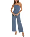 Bebe One Shoulder Core Jumpsuit In Blue
