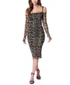 Bebe Mesh Sleeved Midi Dress In Black,brow