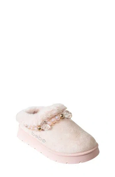 Bebe Kids' Beaded Faux Fur Slipper In Pink