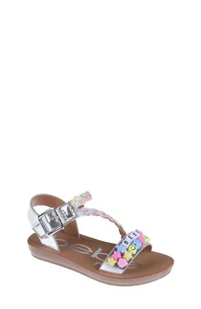 Bebe Kids' Beaded Strappy Sandal In Silver