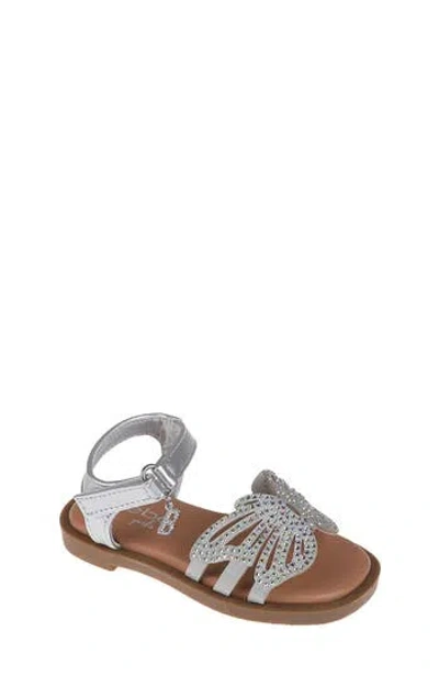 Bebe Kids' Butterfly Rhinestone Sandal In Metallic Silver