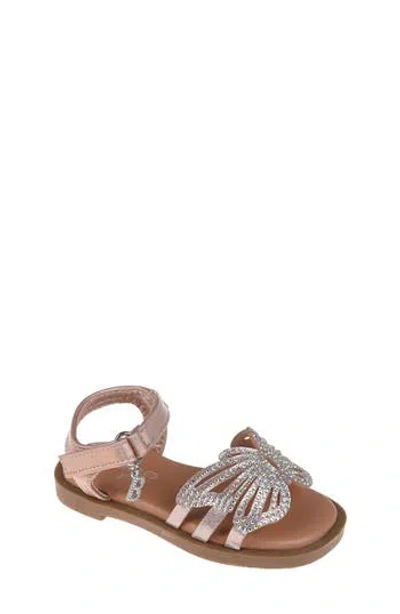 Bebe Kids' Butterfly Rhinestone Sandal In Rose Gold