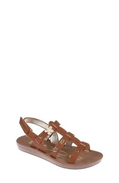 Bebe Kids' Little Girls Flat With Charm And Stylish Sandals In Cognac