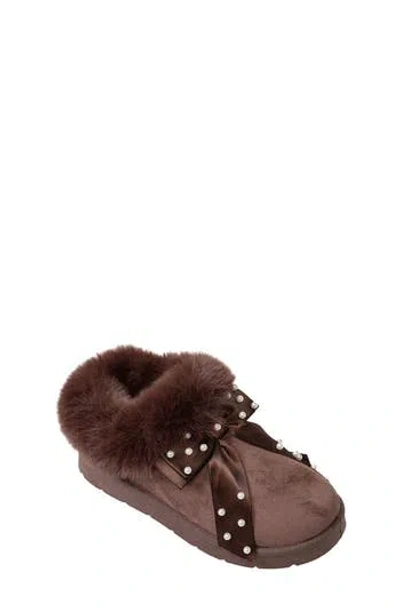 Bebe Kids' Cozy Faux Fur Clog Slipper In Brown