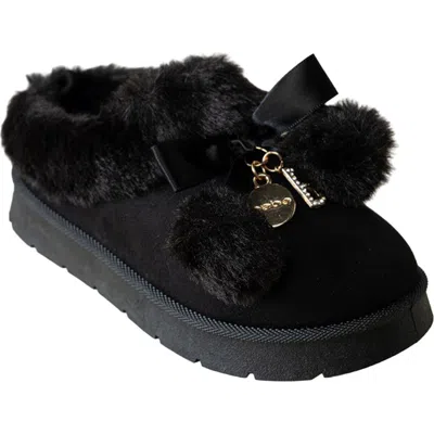 Bebe Kids' Cozy Faux Fur Slipper In Black