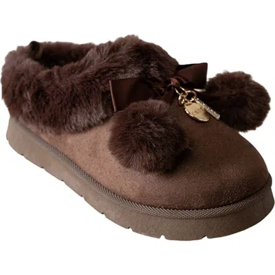 Bebe Kids' Cozy Faux Fur Slipper In Brown
