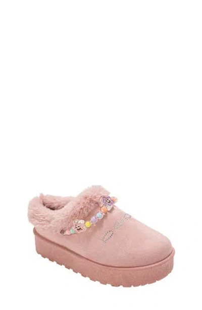 Bebe Kids' Cozy Friendship Beaded Faux Fur Trim Slipper In Multi