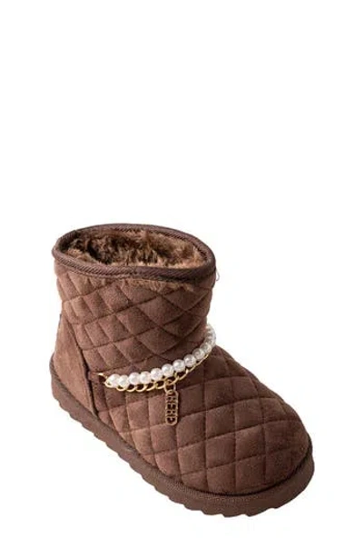 Bebe Kids' Cozy Quilted Faux Fur Lined Boot In Brown