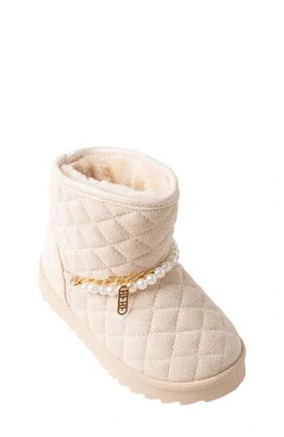 Bebe Kids' Cozy Quilted Faux Fur Lined Boot In Neutral