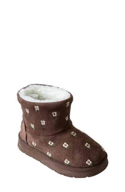 Bebe Kids' Embroidered Faux Suede Boot In Brown