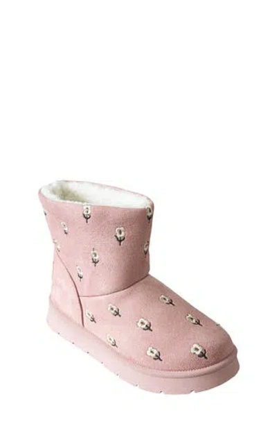 Bebe Kids' Embroidered Faux Suede Boot In Pink