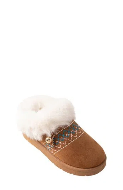 Bebe Kids' Faux Fur Trim Clog Slipper In Brown