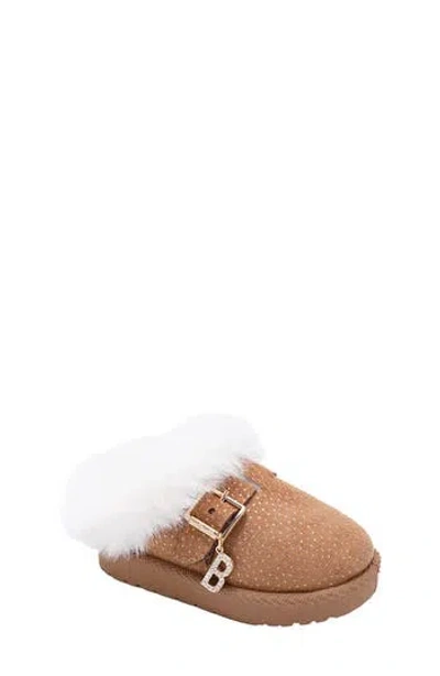 Bebe Kids' Faux Shearling Lined Slipper In Brown