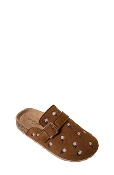 Bebe Kids' Floral Embroidered Clog In Brown