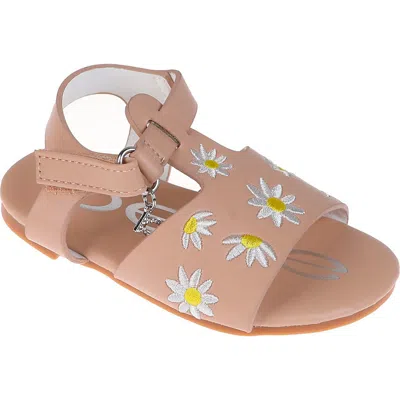 Bebe Kids' Floral Embroidered Sandal In Tan
