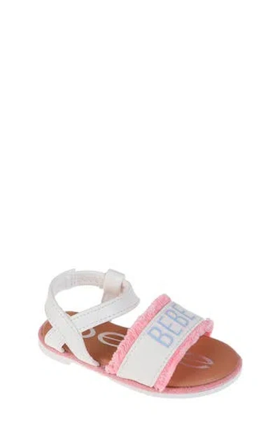 Bebe Kids' Fringe Logo Sandal In White Multi