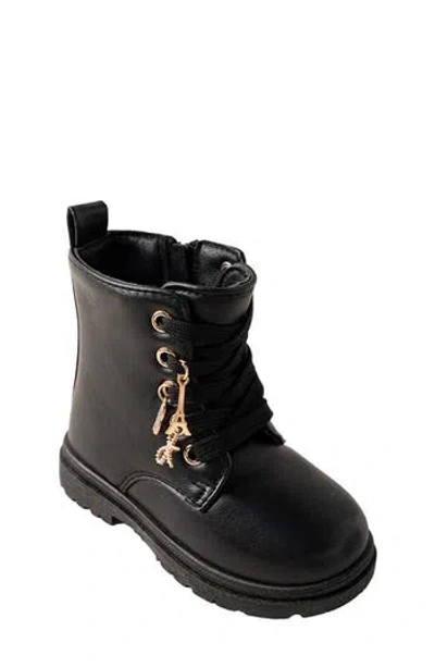 Bebe Kids' Lace Up Combat Boot In Black