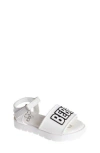 Bebe Little Girls Flat With Rhinestone Dangle Charm Sandals In White