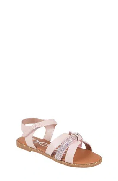 Bebe Kids' Little Girls Flat With Rhinestone And Heart Charm Sandals In Blush