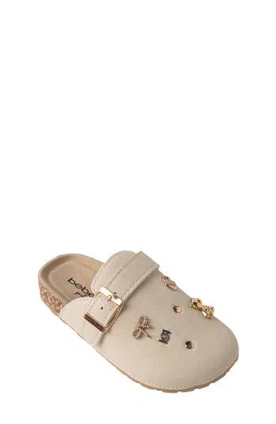 Bebe Kids' Ornamented Faux Leather Footbed Sandal In Tan