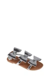 Bebe Kids' Little Girls Comfortable And Stylish Flat With Oversized Bows Sandals In Silver