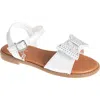 Bebe Little Girls Fashion With Special Rhinestone Bow Sandals In White