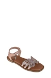 Bebe Kids' Little Girls Flat With Butterfly Rhinestone Welt Sandals In Rose Gold