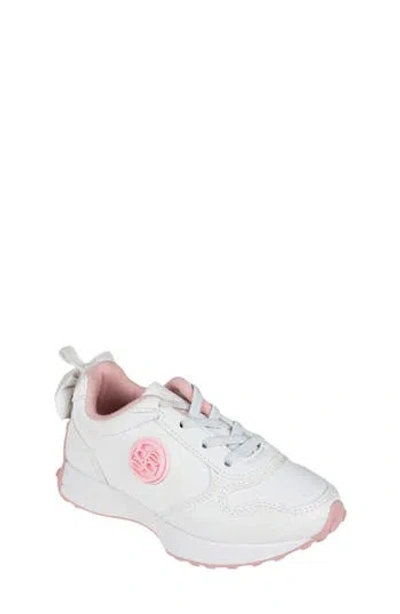 Bebe Kids' Little Girls With  Medallion And Double Layer Bow At Back Jogger Sneakers In White