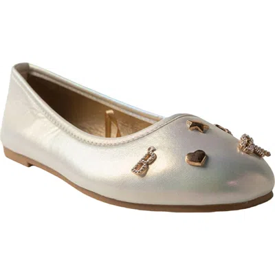 Bebe Kids' Shimmer Charm Ballet Flat In Neutral