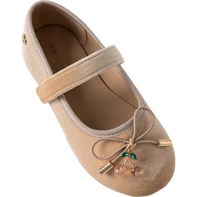 Bebe Kids' Velvet Mary Jane Flat In Taupe