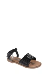 Bebe Kids' Little Girls Embossed Flat With Medallion Hardware Sandals In Black