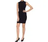 Bebe Knee Length Asymmetrical Hem Ruched Dress In Black In Black