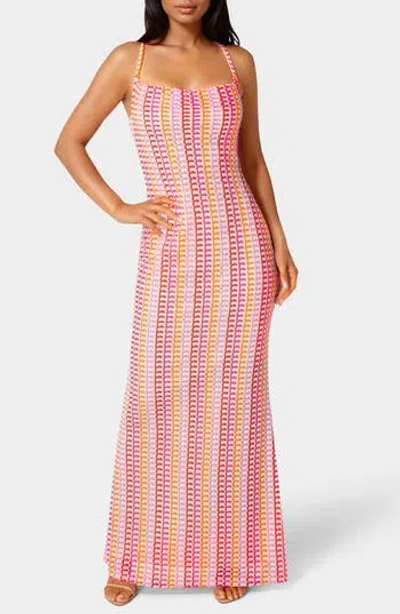 Bebe Knit Maxi Halter Dress In Pink