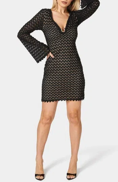 Bebe Lace Bell Sleeve Minidress In Black