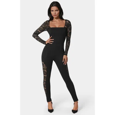 BEBE BEBE LACE COMBO CAT SUIT
