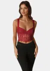 Bebe Lace Corset In Red Dahila