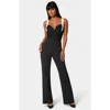 Bebe Lace Insert Flared Jumpsuit In Black