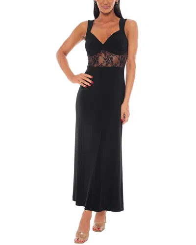 Bebe Lace Inset Knit Slip Dress In Black