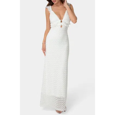 Bebe Lace Keyhole Maxi Dress In White