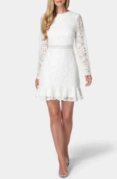 Bebe Lace Long Sleeve Dress In White