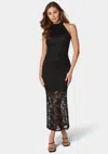 Bebe Lace Mock Neck Maxi Dress In Black