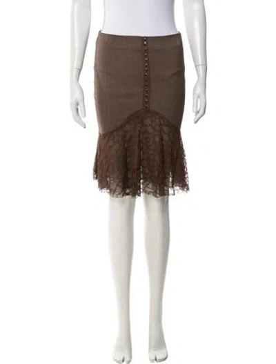 Pre-owned Bebe Lace Pattern Knee-length Skirt In Brown