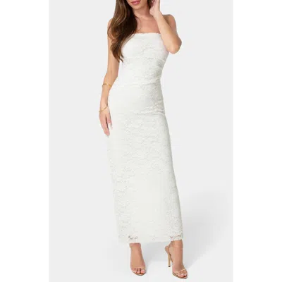 Bebe Lace Strapless Maxi Dress In White