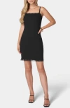 Bebe Lace Trim Ribbed Minidress In Black