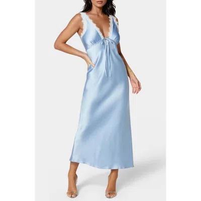 Bebe Lace Trim Satin Slipdress